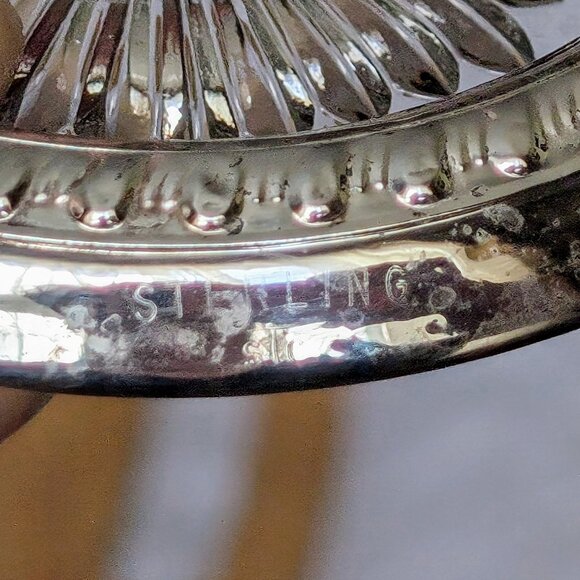 Vintage Set Of 4 Sterling Silver Crystal Sunburst Design Drink Coaster Plate #1 - Picture 4 of 4